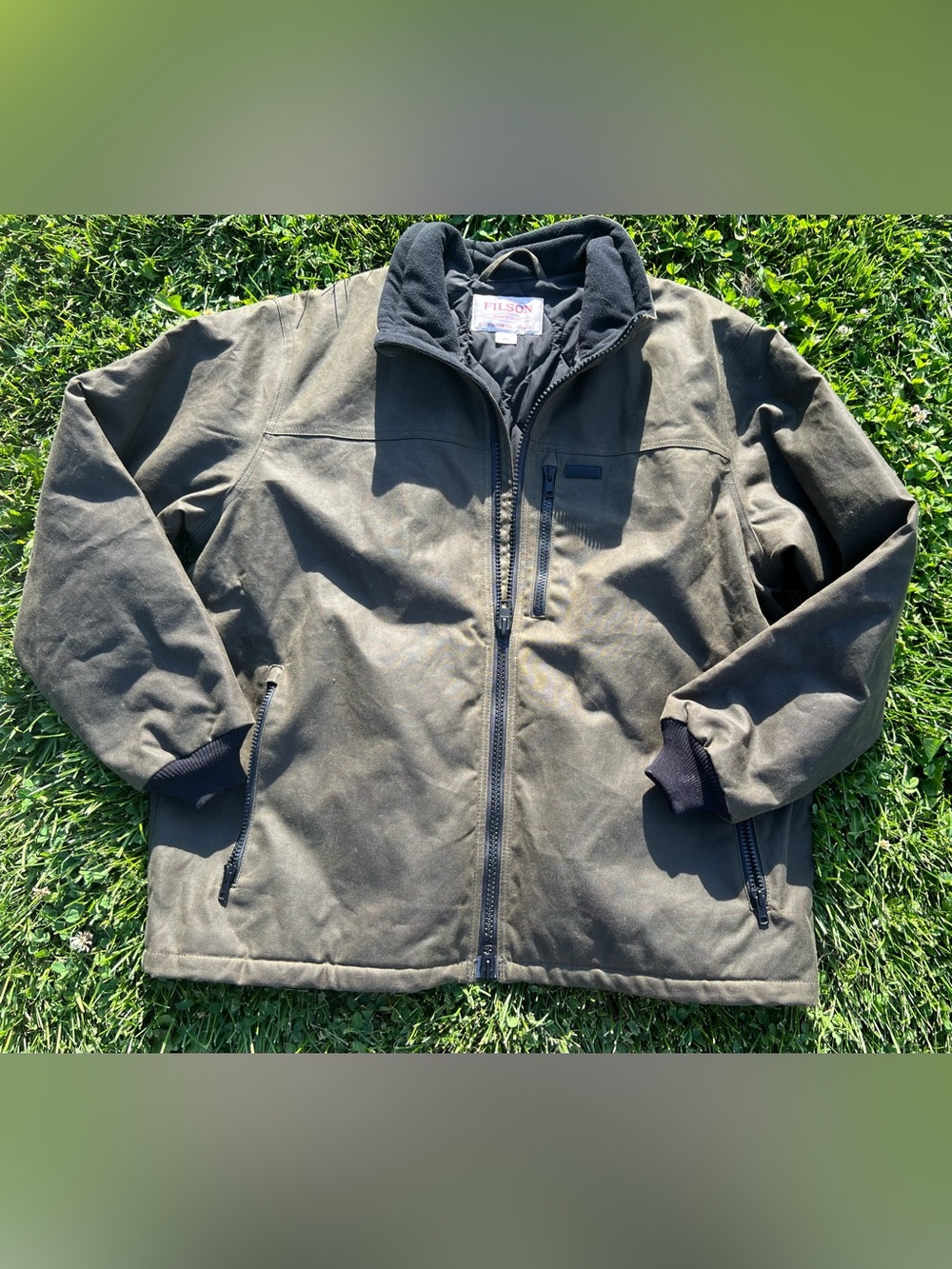 Filson White Label with Red Logo on Black Quilted Lining